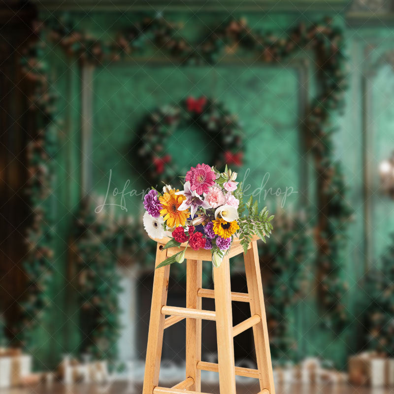 Lofaris Green Retro Wall Candle Gift Christmas Tree Backdrop