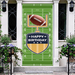 Lofaris Green Rugby Field Sport Happy Birthday Door Cover
