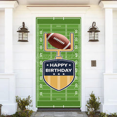 Lofaris Green Rugby Field Sport Happy Birthday Door Cover