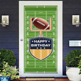 Lofaris Green Rugby Field Sport Happy Birthday Door Cover
