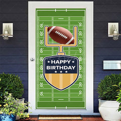 Lofaris Green Rugby Field Sport Happy Birthday Door Cover