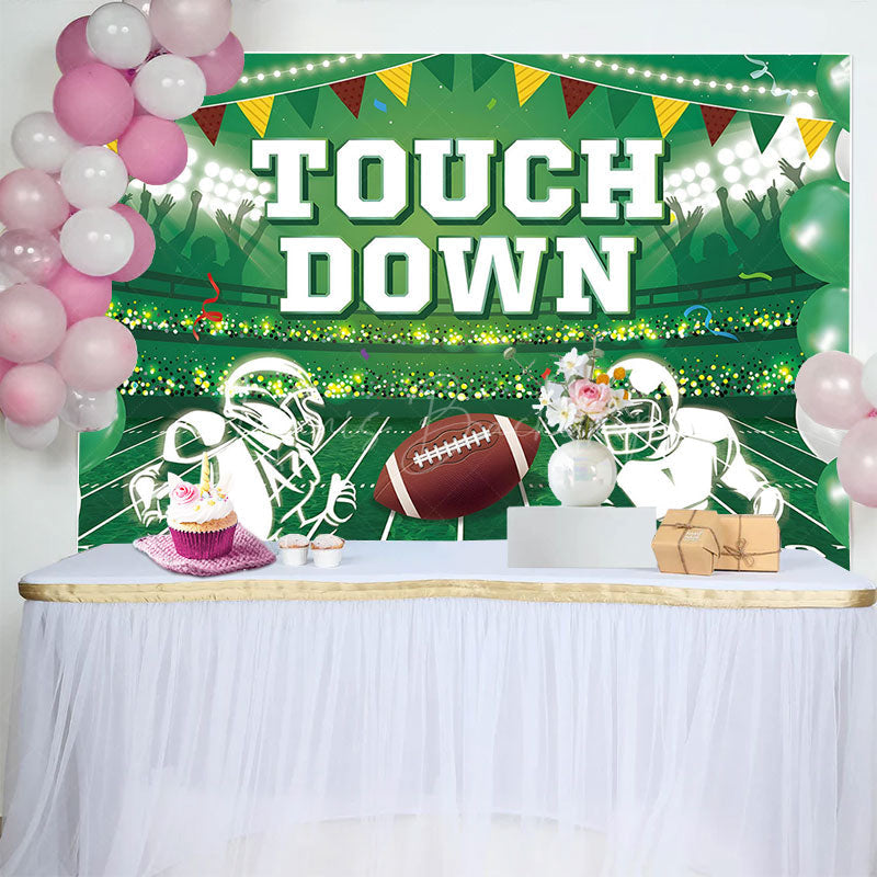 Lofaris Green Rugby Field Touch Down Sport Birthday Backdrop