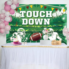 Lofaris Green Rugby Field Touch Down Sport Birthday Backdrop