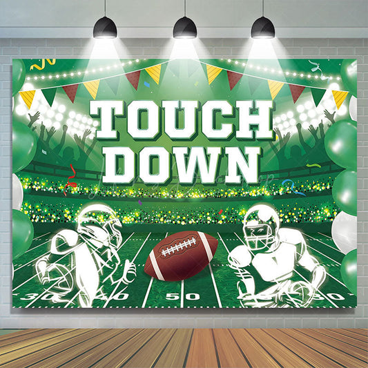 Lofaris Green Rugby Field Touch Down Sport Birthday Backdrop
