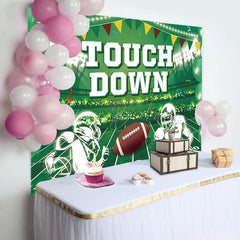 Lofaris Green Rugby Field Touch Down Sport Birthday Backdrop