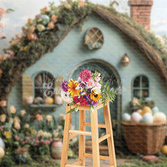 Lofaris Green Rustic House Greenery Floral Easter Backdrop