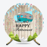 Lofaris Green RV Forest Tree Wooden Round Retirement Backdrop