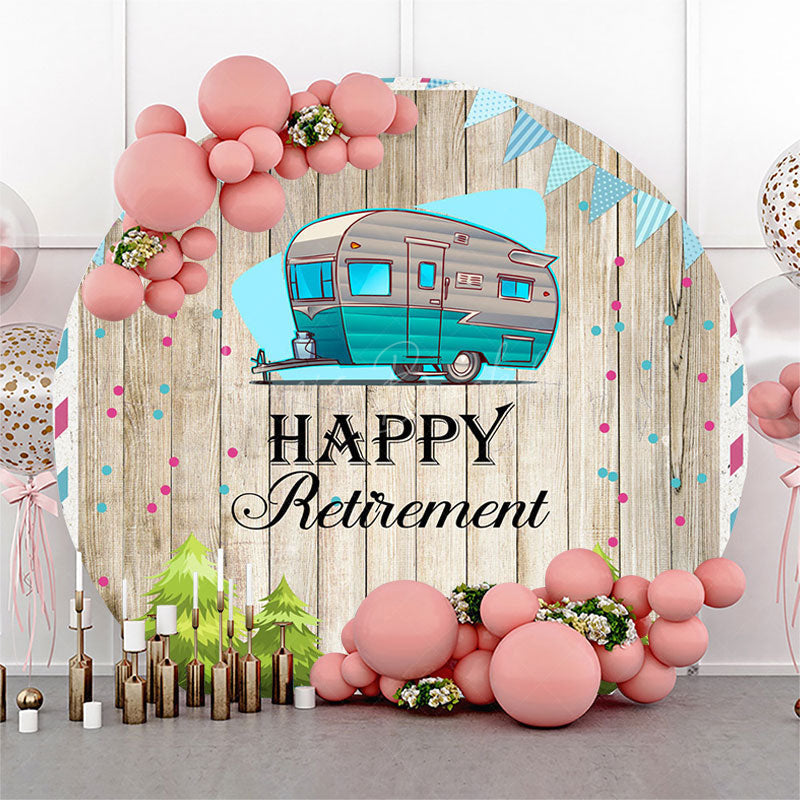 Lofaris Green RV Forest Tree Wooden Round Retirement Backdrop