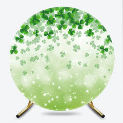 Lofaris Green Shamrock and Clover Round Backdrop with Sparkling Stars Festive St. Patrick’s Day Party Decor