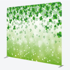 Lofaris Green Shamrock Tension Fabric Backdrop Lucky Clover Sparkles Decor St Patricks Day Theme Background for Spring Party