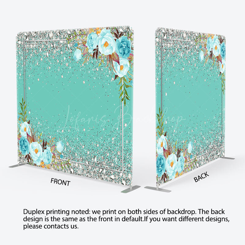 Lofaris Green Silver Diamond Floral Pillow Cover Backdrop