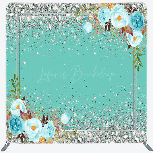 Lofaris Green Silver Diamond Floral Pillow Cover Backdrop