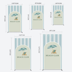 Lofaris Green Stripe Rectangle Beach Club Party Backdrop