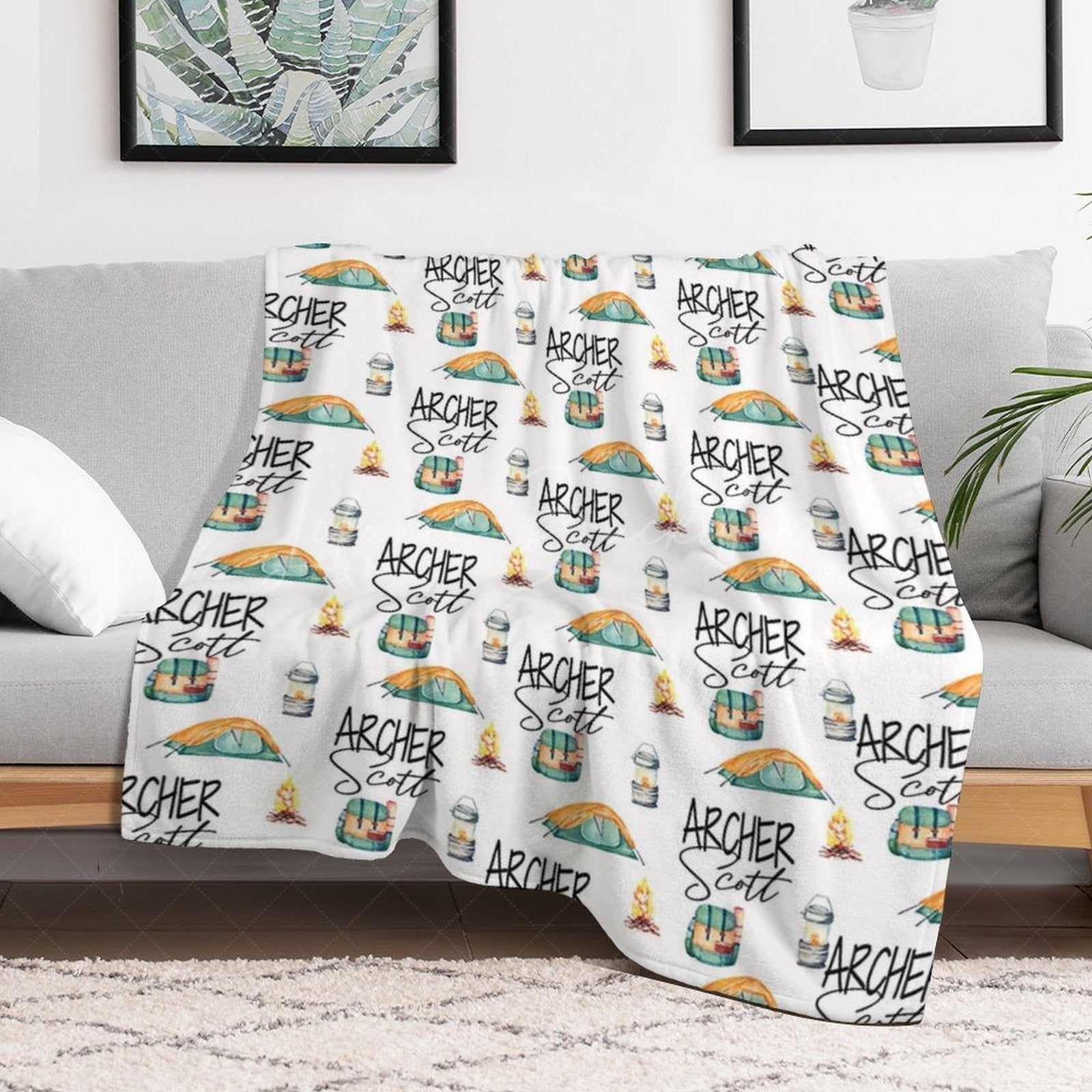 Lofaris Green Tent Bag Wild Adventure Custom Name Blanket