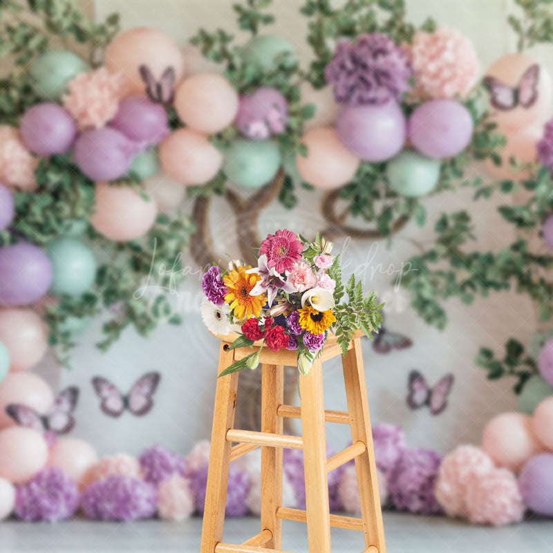 Lofaris Green Tree Color Balloons Floral Cake Smash Backdrop