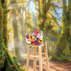 Lofaris Green Tree Forest Warm Sunshine Photography Backdrop
