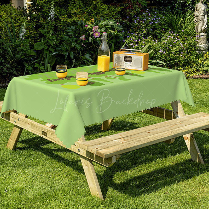 Lofaris Green Tree Happy Birthday Rectangular Tablecloth