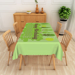 Lofaris Green Tree Happy Birthday Rectangular Tablecloth