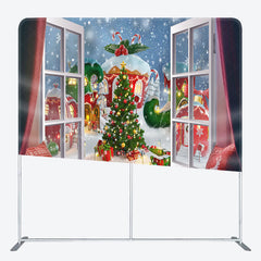 Lofaris Green Tree Winter Window Pillow Cover Backdrop