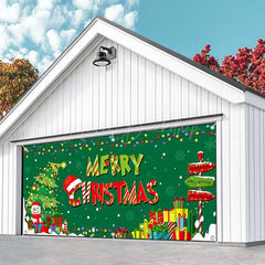 Lofaris Green Trees Gifts Merry Christmas Garage Door Banner