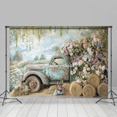 Lofaris Green Truck Spring Photography Backdrop For Studio