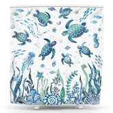 Lofaris Green Turtle Fish Seaweed Undersea Shower Curtain