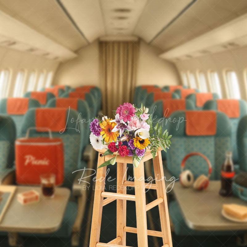 Lofaris Green Vintage Airplane Interior Backdrop For Photo