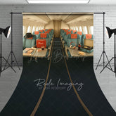 Lofaris Green Vintage Airplane Interior Sweep Photo Backdrop