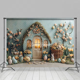 Lofaris Green Wall House Color Eggs Floral Easter Backdrop