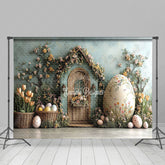 Lofaris Green Wall Hutch Basket Floral Eggs Easter Backdrop
