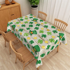 Lofaris Green Watercolor Shamrock Rectangle Tablecloth Lucky Four Leaf Clover St Patricks Day Table Cover