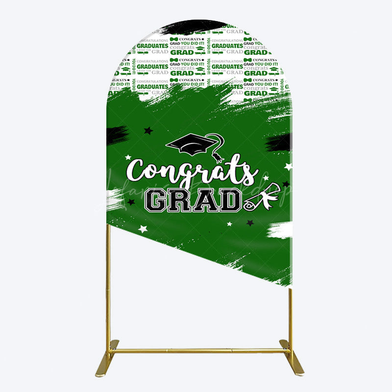 Lofaris Green White Black Congrats Graduation Arch Backdrop