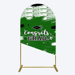 Lofaris Green White Black Congrats Graduation Arch Backdrop