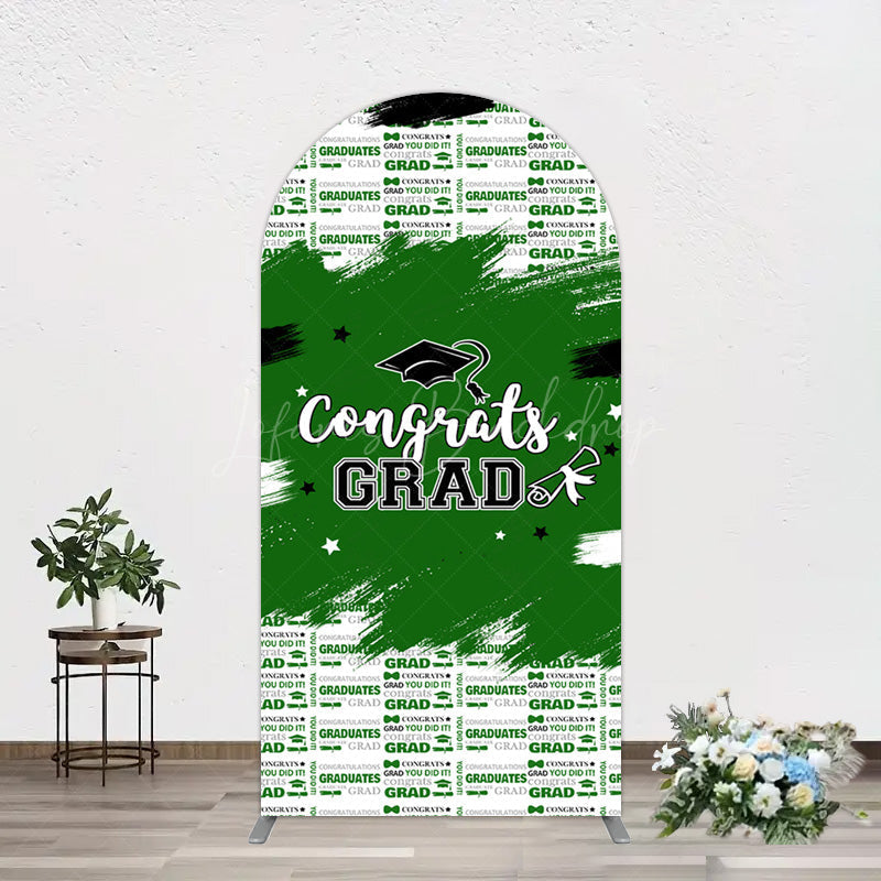 Lofaris Green White Black Congrats Graduation Arch Backdrop