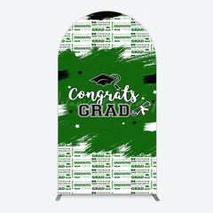 Lofaris Green White Black Congrats Graduation Arch Backdrop
