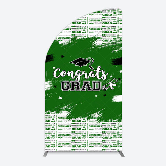Lofaris Green White Black Congrats Graduation Half Moon Arch Backdrop