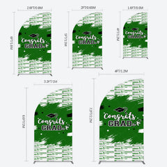 Lofaris Green White Black Congrats Graduation Half Moon Arch Backdrop