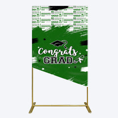 Lofaris Green White Black Congrats Graduation Rectangle Backdrop