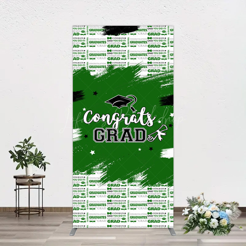 Lofaris Green White Black Congrats Graduation Rectangle Backdrop