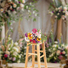 Lofaris Green White Flowers Boho Backdrop For Photography