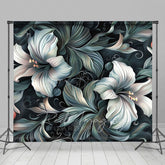 Lofaris Green White Funky Floral Fine Art Photo Backdrop
