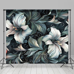 Lofaris Green White Funky Floral Fine Art Photo Backdrop