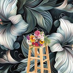 Lofaris Green White Funky Floral Fine Art Photo Backdrop