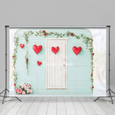 Lofaris Green White Wood Romantic Valentines Day Backdrop