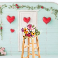 Lofaris Green White Wood Romantic Valentines Day Backdrop