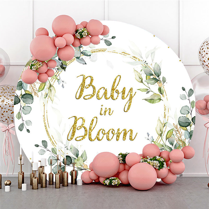 Lofaris Green Wreath Baby In Bloom Round Shower Backdrop