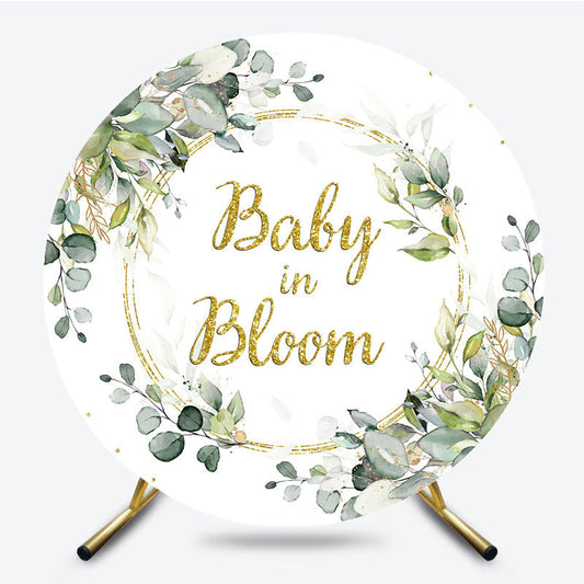 Lofaris Green Wreath Baby In Bloom Round Shower Backdrop