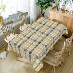 Lofaris Green Yellow Plaid Rectangle Tablecloth Rustic Checkered Farmhouse Pattern Distressed Dining Table Cover Kitchen Decor