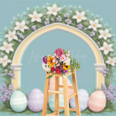 Lofaris Greenery Floral Arch Colorful Eggs Easter Backdrop
