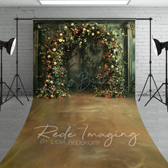 Lofaris Greenery Floral Arch Green Retro Wall Sweep Backdrop
